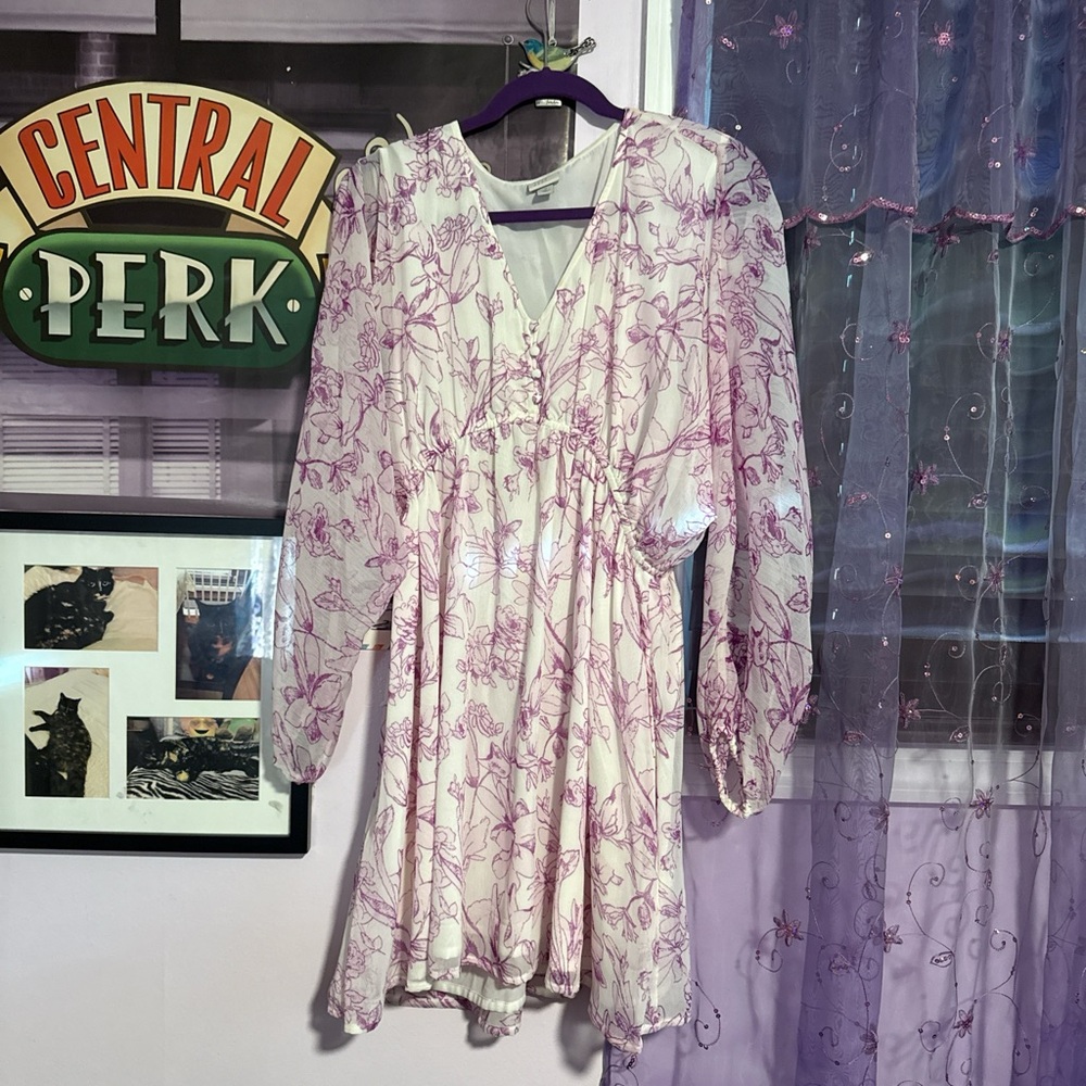 floral purple and white dress